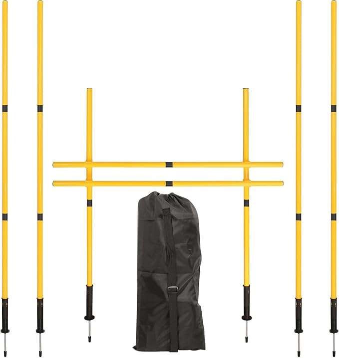Soccer Agility Training Poles Set: Football Speed Training Equipment with 6Soccer Agility Poles Adjustable Height Hurdles for Basketball Athletes Youth