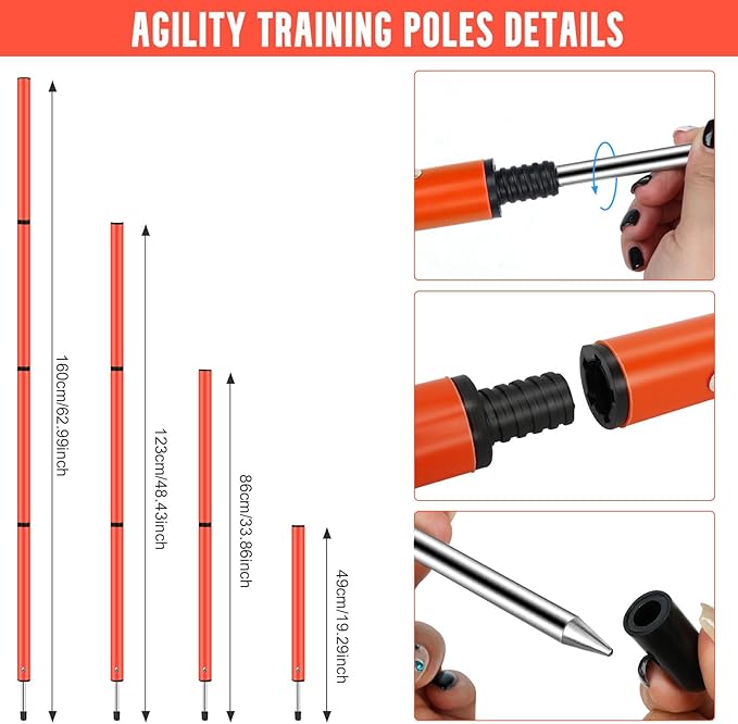 Soccer Agility Training Equipment, Includes 20ft Agility Ladder, 6 Adjustable Agility Poles, 10 Disc Cones, Jump Rope-Speed Training Set for Soccer Football Basketball Athletes