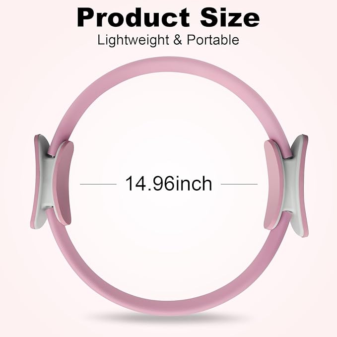Pilates Ring 15 Inch Magic Circle Ring, Dual Padded Handles Pilates Rings Circle, Adjustable Yoga Ring