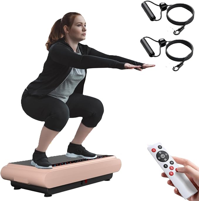 Vibration Plate Exercise Machine - Whole Body Workout Vibration Platform Lymphatic Drainage Machine for Weight Loss Home Fitness with Resistance Bands Remote