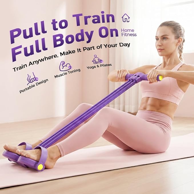 Pedal Resistance Bands with Handles, Upgrade 6-Tube Natural Rubber Foot Pedal Resistance Band, Multifunction Home Gym Equipment for Arms, Legs, Abdomen, Waist Training