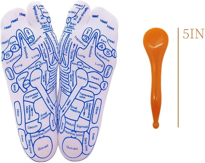 Broman Reflexology Socks with Acupressure Pen with Gua Sha End,Foot Pain Relief Remedy,Men's Size