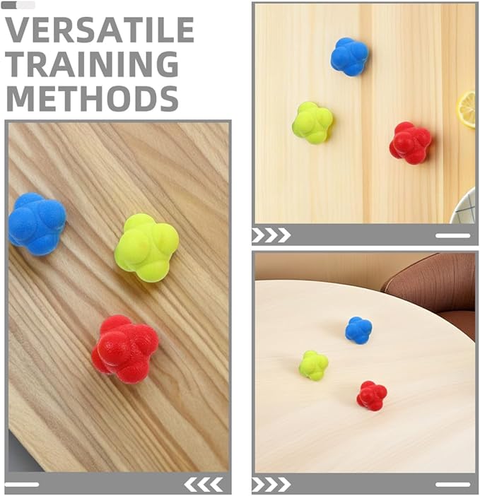 Happyyami 6Pcs Hexagonal Reaction Balls Set, 5.5Cm Sturdy Speed Training Balls for Hand Eye Coordination, Reflex Enhancement for Sports, Goalkeeper and Field Hockey Training, and Adults