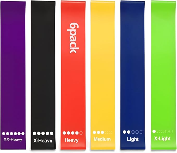 Resistance Bands for Working Out, 6-Pack Elastic Loop Exercise Bands Set for Strength Training, Leg Glute Arm Workout Kit, Home Gym Equipment for Pilates Yoga