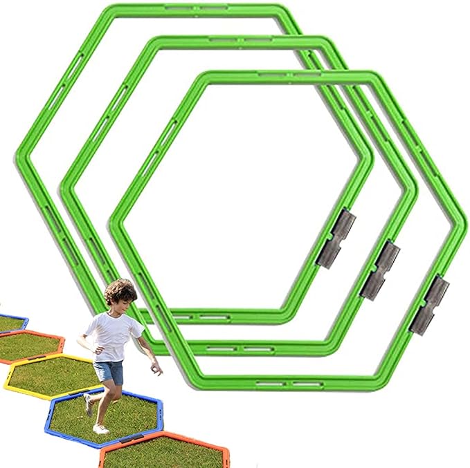 Hexagon Agility Ring Training Circle Ring Speed Agility Ladder Physical Training Ring Football Footwork Trainer Hurdles Agility Ladder Fitness Equipment Multicolor Training Ring 3Pcs