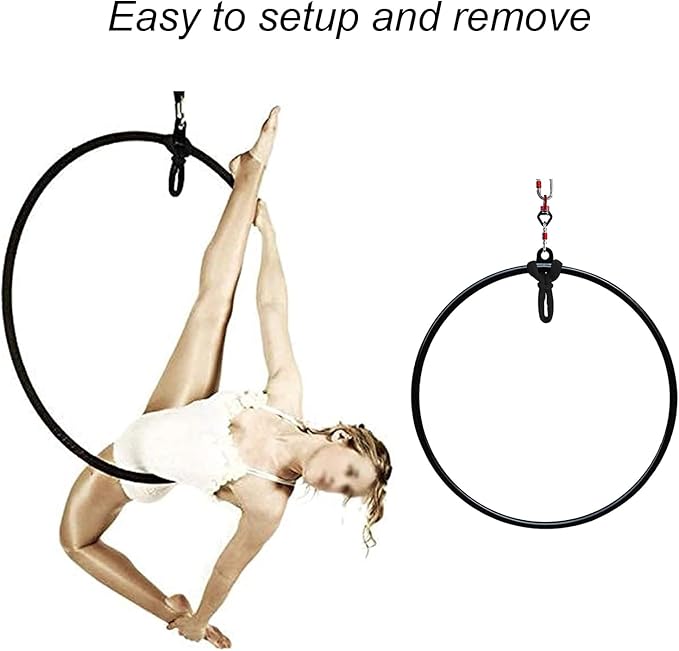PRIOR FITNESS Upgraded 17.71" Lyra Aerial Hoop Hand Loop Strap Noose for Yoga Aerial Acrobatics Strength Training Black