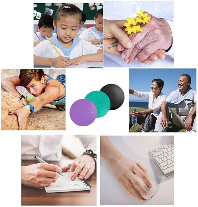 3 Resistance Levels Stress Balls for Adults, Squeeze Balls for Physical Therapy, Hand Grip Strength Trainer, Hand Strengthening Devices, Hand Exercise Balls, Wrist Forearm Finger Exerciser