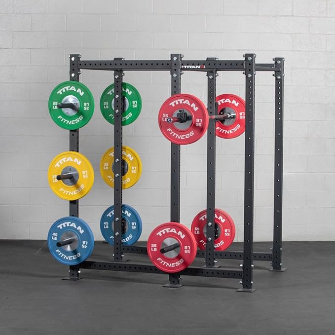 Titan Fitness X-3 and T-3 Series Weight Plate Holders, Set of 4, Olympic Weight Plate Storage for Power Rack, 330 LB Capacity Each, Bolt-On Design, Rack Mounted Weight Storage Pegs