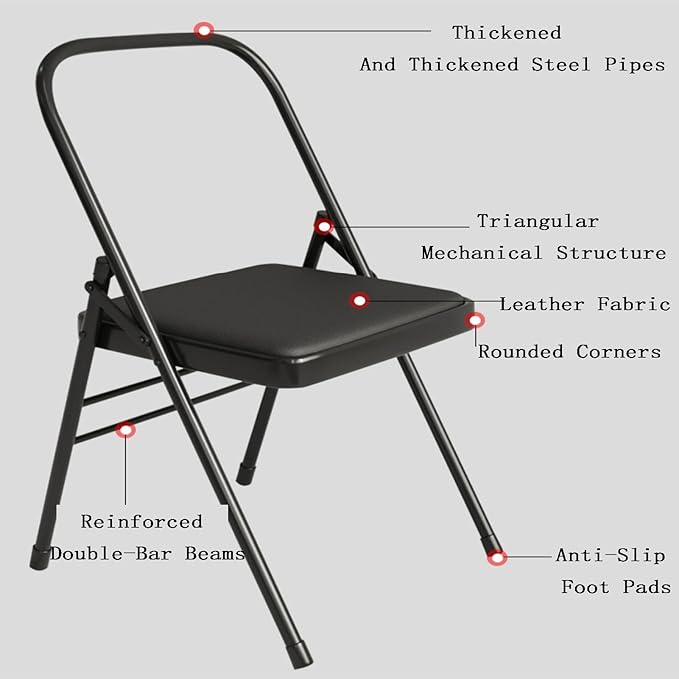 Yoga Chair,Three-Beam Thickened Yoga Chair,Metal Frame Bears 400 Lbs,for Home Office Dining Indoor Outdoor