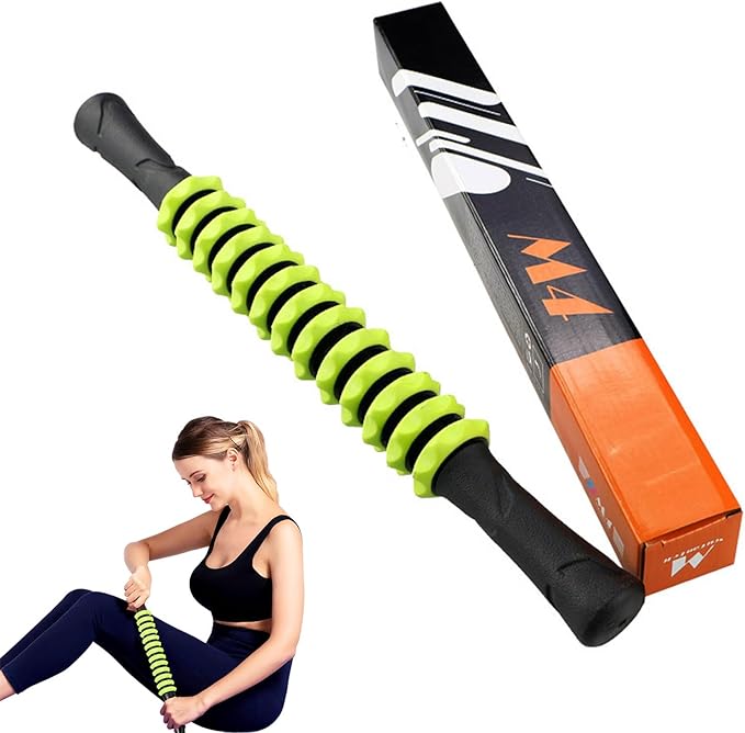 Muscle Roller Stick, Yoga Massage Roller Bar Fitness Beauty Tool for Athletes Relief Leg Back Pain (Green)