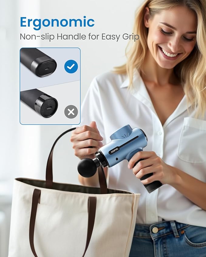 RENPHO Active Massage Gun, Percussion Deep Tissue Back Massager Ergonomic Design with 5 Speeds for Muscle Therapy, Travel Massage Gun with Carry Case, Portable