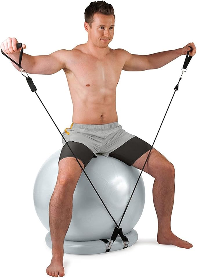 Backless Balance Ball Chair Exercise Stability, 21 25 29 Inch Pregnancy Labor Medicine Ball Chair for Home Gym Office, Gray Exercise Ball Kit with Base & Bands(Diameter 65cm(25 3/5 inch))