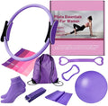 Home Pilates Essentials Kit for Women - Complete Workout Set with Ball, Bands & Ring Ideal for Beginners at (Purple)