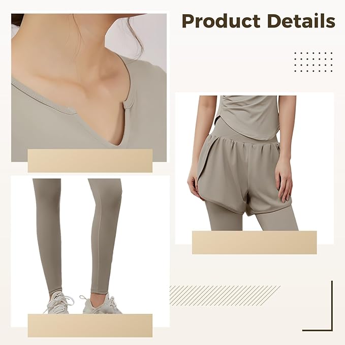 Xxl Black & Khaki 2-Piece Women'S Pilates Set, Breathable, Sweat-Wicking Activewear For Yoga & Running