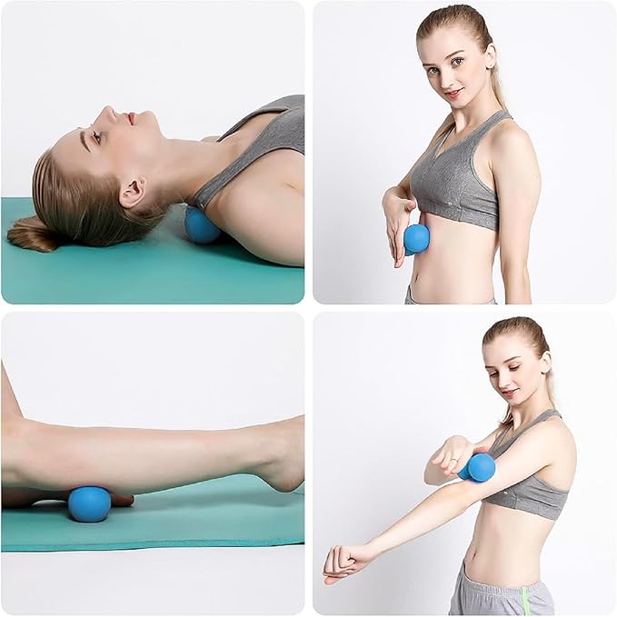 WOVTE Massage Lacrosse Ball for Sore Muscles, Shoulders, Neck, Back, Foot, Body, Deep Tissue, Trigger Point, Muscle Knots, Yoga and Myofascial Release (Blue)