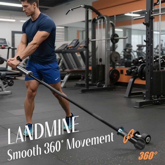Landmine Attachment for Barbell, 360° Rotation for Row, Split Squat, Press in Home Gym, Natural Rubber 2" Olympic Bar Fit