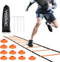 YISSVIC Agility Ladder and Cones 20 Feet 12 Adjustable Rungs Fitness Speed Training Equipment,1 Carry Bags, 10 Cones, 4 Stakes, Basketball, Soccer