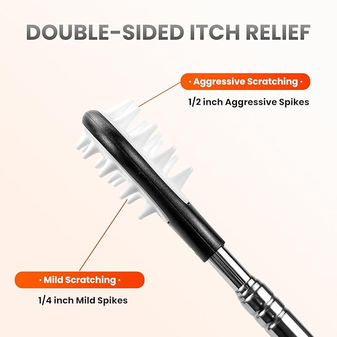 23-Inch Extendable Big Back Scratcher, Portable Double-Sided Big Back Scratcher for Rough & Soft Skin, Ideal for Men, Women & Adults, As a Gift for Friends, Parents and Loved Ones (H-Black)