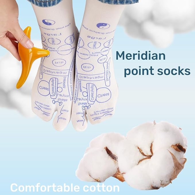 COLSA Reflexology Socks with Tools,Acupoint Socks Set,Beginner Acupoint Massage Tools Large Triangular Sparrow+acupoint Stick(2pcs Men+Gloves)