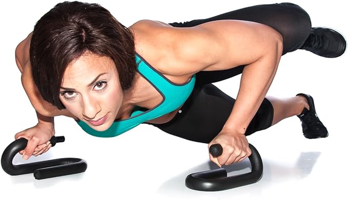 FFO Metal Push up Bar with Foam Grips on Handles. No Slip Pad on Pushup Stands. - Perfects Push ups. Builds Arms, Back, Chest, and Shoulder Strength. Great for P90X Workouts, CrossFit, Calisthenics