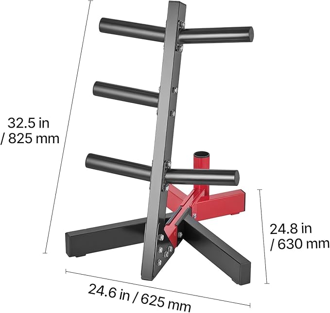 Happybuy Weight Plate Rack, L Frame Weight Plate Tree for 2 In Weight Plates, Standard Weight Plate Tree, 500 lbs Load Capacity Weight Storage Holder, Home Gym Barbell Rack Storage Stand, Black & Red