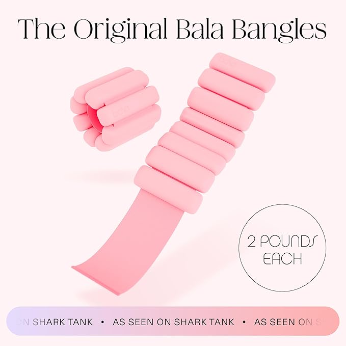 Bala Bangles Wrist & Ankle Weights for Women & Men - Adjustable Weighted Bands - Soft Silicone Arm & Leg Weights for Pilates, Yoga, Walking, Barre, Home Workout & Strength Training Exercise