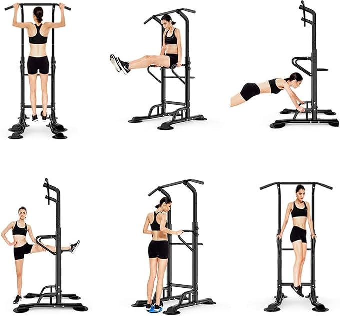 soges Power Tower Adjustable Height Pull Up & Dip Station Multi-Function Home Strength Training Fitness Workout Station