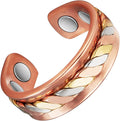 Copper Rings for Women,Pure Copper Three -Color Gold Woven Magnetic Ring, Fashion Copper Jewelry (0208s)