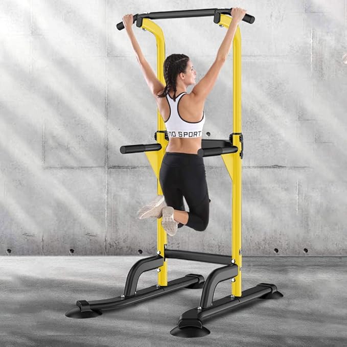 SogesHome Power Tower Pull Up Bar and Dip Station, Height Adjustable Dip Stand Exercise Machine for Home Gym, Multi-Functional Free Standing Strength Training Fitness Workout Station