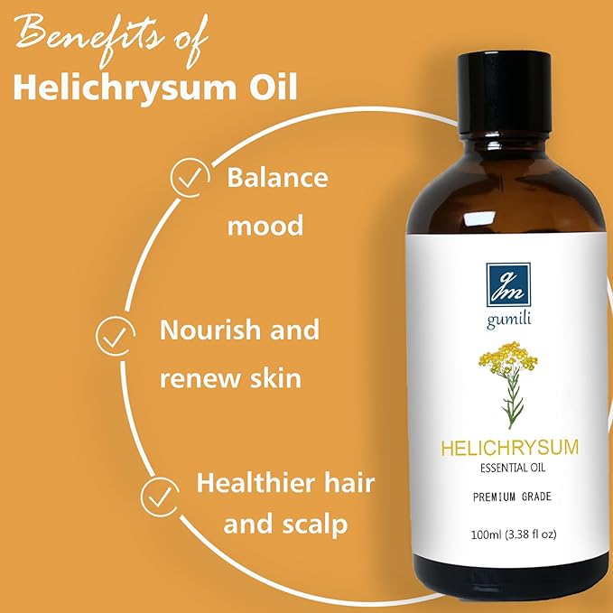Helichrysum Essential Oil, 100% Pure Helichrysum Oil for Skin, Bruising, Body, Spray & DIY- 100ml