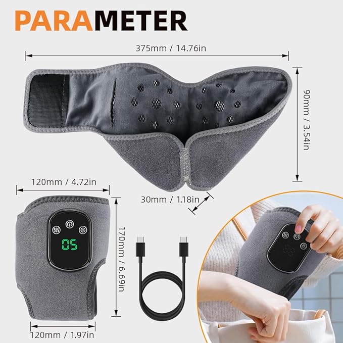 2Pcs Foot and Ankle Massager with Heat, Portable Heated Wrap, 3 Vibration Modes and 5 Heat Settings, USB Charging, Ideal for Home and Travel
