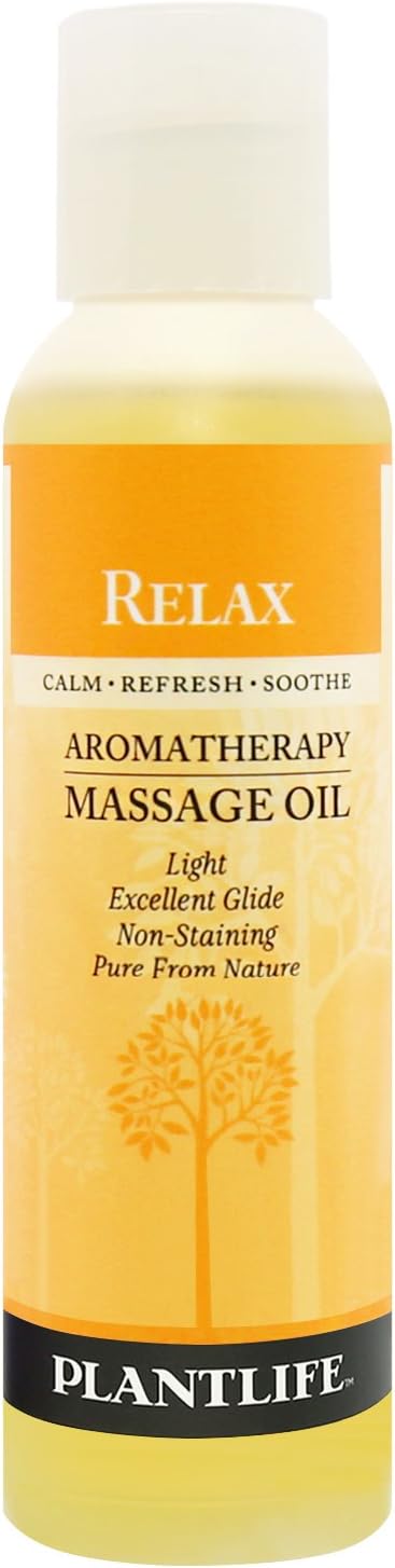 Plantlife Relax Massage Oil - Absorbs Deeply into The Skin and is Circulated Throughout, Providing Optimum Benefit to The Mind and Body - Made in California 4 oz