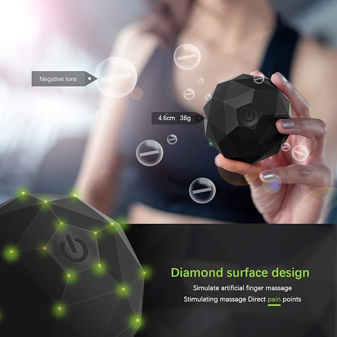 Electric Vibrating Massage Ball, 2-Speed Fitness Yoga Pilates Physical Therapy Massage Roller to Fight Sore Muscles,Washable Negative Ion Vibration Massages ball for Muscle Recovery,Myofascial Release