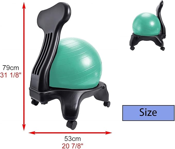 Yoga Ball Chair,Yoga Ball，Exercise Ball, Yoga Ball Chair Ergonomic Chair with Replaceable Balls Stability Yoga Ball Chair for Office Home Classroom Exercise Ball Seat(Green)