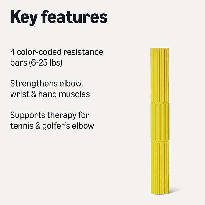 Amazon Basics Flexible Resistance Bar, Wrist and Forearm Strengthening Exercise Bars for Physical Therapy Training, Set of 4