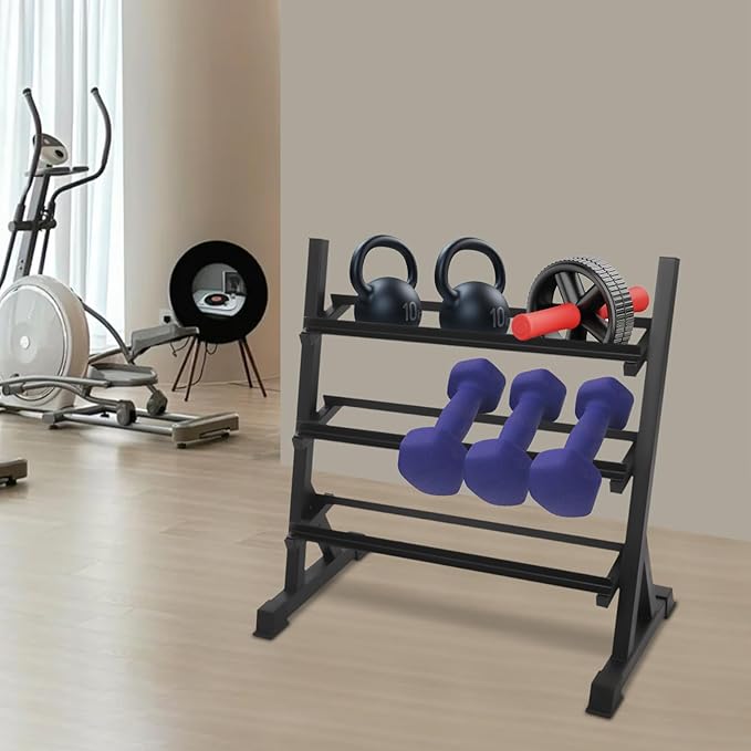 Dumbbell Rack, 3 Tier Weight Storage Rack for Dumbbells Kettlebells, and Weight Plates 500LBS, Workout Dumbbell Storage Rack for Home Gym Fitness