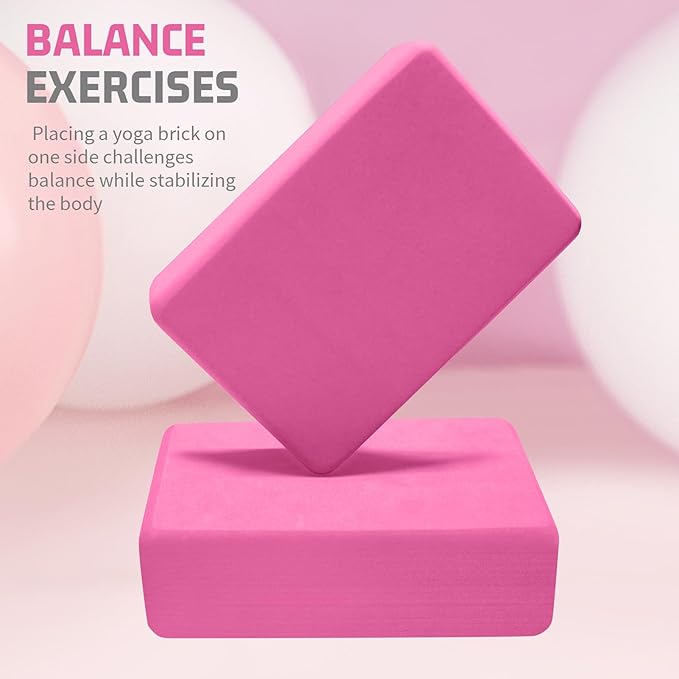 2 Pack 3"x6"x9" EVA Foam Yoga Block Supportive Latex-Free, Non-Slip Exercise Blocks for Pilates, Meditation, Balance, Stretching and Deep Poses