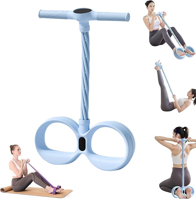 Smart Foot Pedal Puller, with Digital Counter & Handles, 6 Tube Pedal Resistance Band for Full Body Workout, Leg Exerciser While Sitting for Seniors