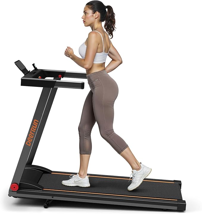 DeerRun Foldable Treadmill for Home with 5% Manual Incline and Handlebar, 0.6–7.5 MPH for Walking and Running, 3.0 HP, 300 lb Capacity, App & Remote Control