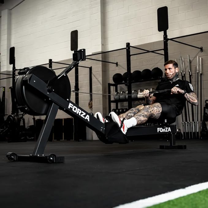 FORZA Fury Rowing Machine | 10-Level Adjustable Resistance Air Rower with Foldable Design, Digital Display & Ergonomic Features - Ideal for Home and Gym Workouts