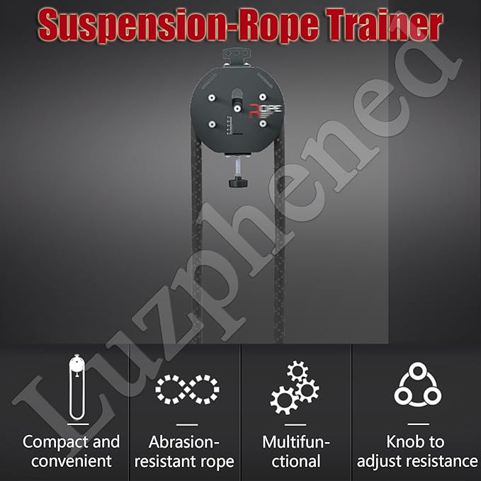 Endless Rope Trainer, Portable Cable Pulley System, Adjustable Tricep Rope Attachment with 330lb Load Capacity, 30kg Max Resistance for Full Body Workout & Strength Training Black