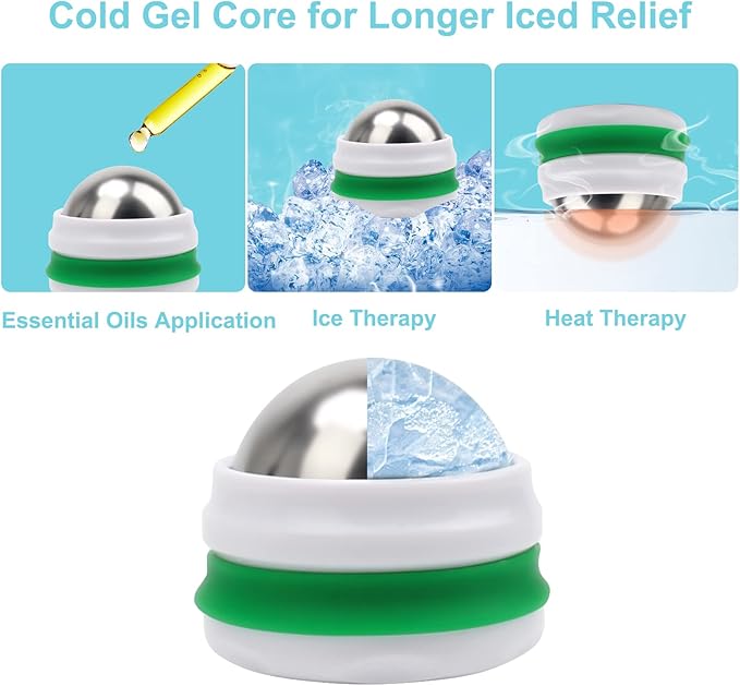 AHIER Cold Massage Roller Ball, Cold Therapy Relief, Free Rolling Removable Gel Ball Deep Tissue Massage Pain Relief, Great Tool for Back/Neck Pain, Muscles Recovery and Inflammation