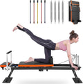 Pilates Reformer,Foldable Pilates Machine for Home Use and Gym Workout,Suitable for Advanced and Beginners Users ,Pilates Equipment with 4 Springs&5 Resistance Cords
