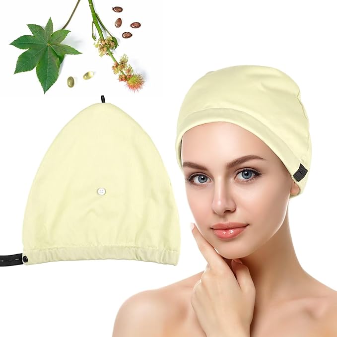 Castor Oil Pack Wrap Overnight Hair Wrap for Sleep Reusable Hair Cap Cover for Treatment of Thinning, Balding, Dry, and Damaged Hair (Oil Not Included)