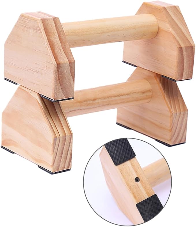 COHEALI Handstand Bars and Push-up Bracket Set, Solid Wood Muscle Training Device for Upper Body Strength, Portable Calisthenics Fitness Equipment for Home Workout