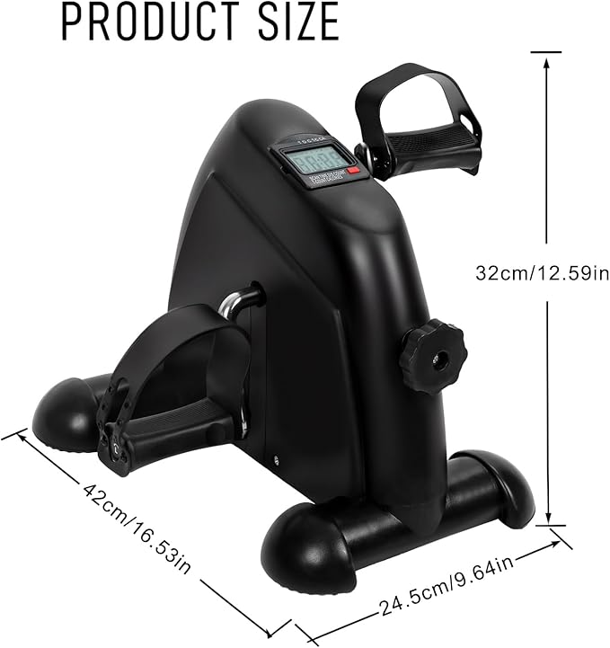 Under Desk Pedal Exerciser Bike with Digital LCD Display, Adjustable Resistance Pedal Exercise Bike, Easy Assembly 220lbs Load Capacity
