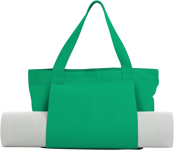Yoga Mat Carrier, Gym Bag With Yoga Mat Holder, Women Canvas Tote With Shoulder Strap For Pilates, Travel, Office, Sports, Workout And Beach – Inner Zippered Pocket, Fits Standard And Small Mats