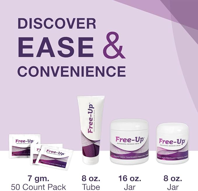 Free-Up-Professional Massage Cream, Fragrance-Free, Great Glide, Lubricity, Tissue Perception, Perfect for Physical Therapy, Massage Versatile, Non-Greasy, 16 Oz Jar, 3 Pack