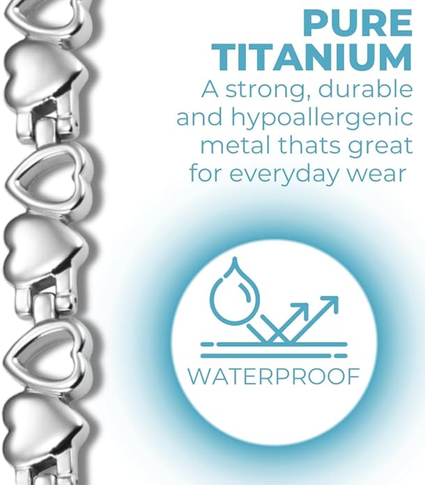 Willis Judd Womens Love Heart Titanium Magnetic Therapy Bracelet Adjustable