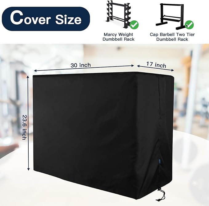 Xxerciz Dumbbell Rack Cover Dust Cover Compatible with Marcy & Cap Barbell Two Tier Dumbbell Rack, Lightweight Waterproof Anti-scratch Protective Barbell Cover Case for Home Gym